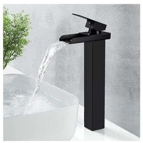 Miscelatore Monocomando Per Lavabo Nero In Ottone G3/8 - Rubinetto Bagno Acqua Calda/fredda Con Tubi Flessibili - 5