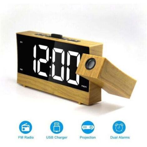 Sveglia Con Proiezione Per Camera Da Letto, Radiosveglia Digitale Con Dimmer 0-100% E 2 Porte Di Ricarica Usb Proiettore Girevole A 180 Doppia Sveglia Snooze Display Led Chiaro 84487831