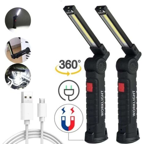 Torcia LED Ricaricabile Portatile Da Lavoro – Pieghevole, Base Magnetica, USB, 160g - 3