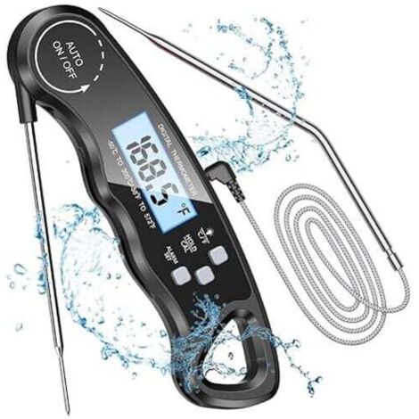 Silreck Termometro Digitale Per Carne – Sonda Pieghevole In Acciaio Inox, Lettura 2-5 Sec, Allarme, Display LCD, Per Barbecue E Cucina