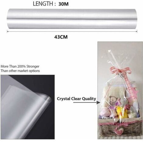Rotolo Di Cellophane Trasparente Extra Forte: 40 Cm X 30 M, Perfetto Per Confezioni Regalo E Alimenti - 3