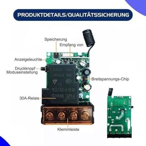 WOODGUILIN Interruttore di Controllo Remoto,Interruttore Senza fili 110v, AC110V/230V/240V 30A relè,984FT lunga Distanza;per Luci,Pompe,Tapparelle,Apparecchiature Elettriche,Antifurto.(AC12V 300m WOODGUILIN Interruttore di Controllo Remoto,Interruttore Senza fili 110v, AC110V/230V/240V 30A relè,984FT lunga Distanza;per Luci,Pompe,Tapparelle,Apparecchiature Elettriche,Antifurto.(AC12V 300m