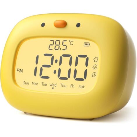 Sveglia Digitale Retro Con Display LCD Retroilluminato, Temperatura E Calendario - Alimentata A Batteria (AAA Non Incluse)