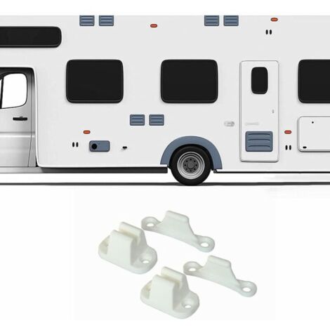 Kit di fermi per porta a forma di T 2X, fermaporta, staffa per gancio in plastica, supporto per serratura porta compatibile per camper e rimorchi - Bianco