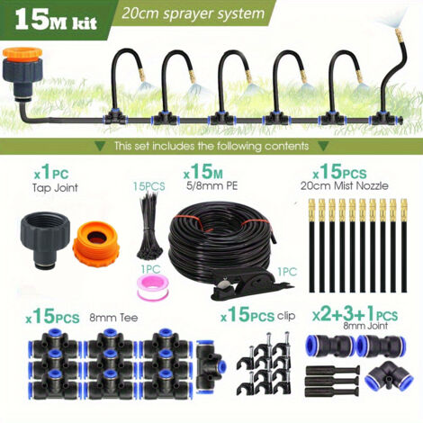 Kit de riego automático para jardín, microaspersor por goteo, fácil instalación, conexión rápida, ahorrador de agua para exteriores. (1/4)