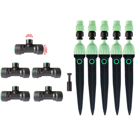 Sistema de riego automático por goteo, kit de inicio rápido, piezas en T, boquilla de suelo, riego de jardín, patio, económico (1/4)