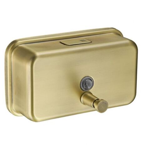 Dispensador de jabón de manos de pared en oro cepillado para el hogar, champú, gel de ducha, jabón y desinfectante de manos. (1/4)