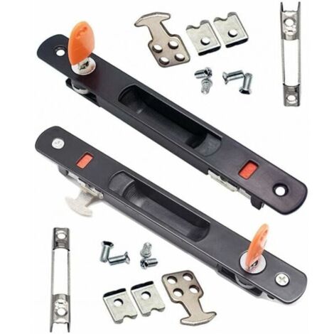 Cerradura para puerta corredera, manijas para puertas correderas de vidrio, empotradas, con llave, manija invisible, color negro, 2 piezas
