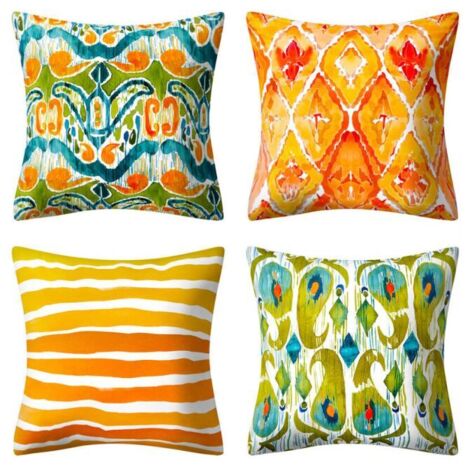 Pack de 4 fundas de cojín decorativas de 45x45cm, fundas de almohada estilo étnico vintage, cojines de lino estampado impermeable