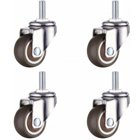 4 ruedas giratorias de goma de 38 mm para muebles, M8 x 20 mm, para camas con ruedas