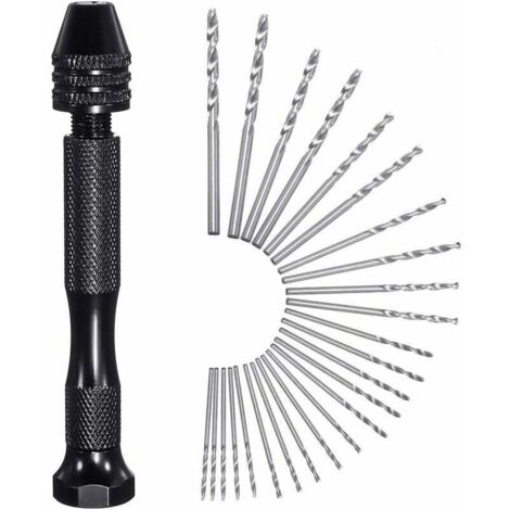 26 pezzi punte elicoidali strumenti di perforazione a mano + 25 pezzi micro punte da 0,5-3,0 mm mini punte elicoidali per la perforazione a mano di gioielli in metallo in legno modellismo perforazione (1/4)