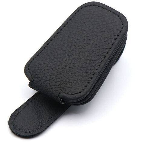 Soporte magnético para gafas de sol con visera para coche, de cuero, con clip para tarjetas, extensor para accesorios de coche (negro) (1/4)