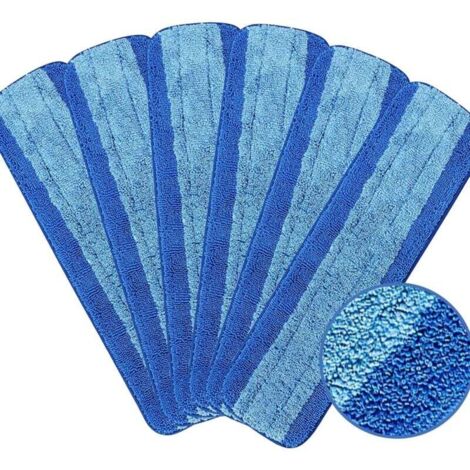 Paquete de 6 almohadillas de limpieza de microfibra de 45 cm, reutilizables y lavables, para mopa Bona Spray Mop, color azul