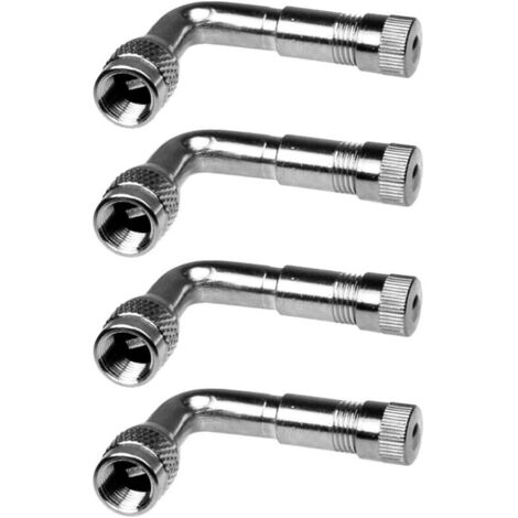 Adaptador de extensión de válvula de neumático profesional de 4 piezas, varilla de extensión de válvula de neumático de 90 grados, extensión de ángulo de válvula de neumático para automóvil, camión, m (1/4)