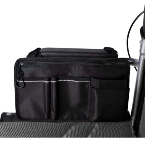 Bolsa para silla de ruedas con bolsillos: bolsa lateral universal e impermeable con reposabrazos para sillas de ruedas eléctricas, scooters para discapacitados y accesorios de ayuda para caminar. (1/4)