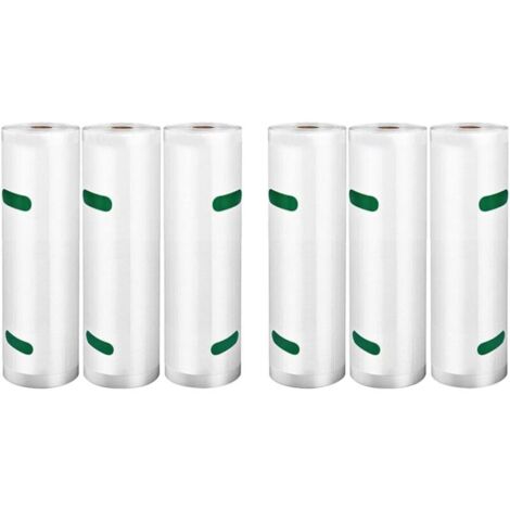 Bolsas para sellar alimentos, 6 rollos de bolsas reutilizables para congelador, libres de BPA y LFGB, compatibles con cualquier sellador, 32 cm de ancho x 5 m. (1/4)