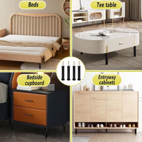 4 patas de muebles ajustables de 15 cm, patas de metal para mesa, silla, armario, cama con tornillos