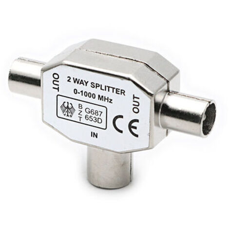 Connettore antenna coassiale monopezzo per due antenne femmina, splitter antenna tipo T/F completamente schermato splitter bidirezionale per adattatore TV/T-5,53,5 cm (1/4)