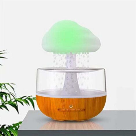 Humidificador de aromaterapia J026 con capacidad de 400 ml y 10 W, con forma de gota de lluvia y USB tipo C, silencioso, con luz colorida y aroma de selva tropical. (1/4)