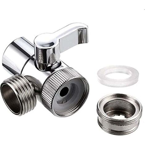 Adaptador de repuesto para válvula desviadora de fregadero de cocina y baño, conector de grifo con adaptador de manguera M22 x M24, cromado pulido (1/4)