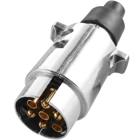 Enchufe de remolque metálico de 7 pines, toma de remolque metálica macho de 7 pines resistente al agua, adaptador de enchufe de 7 pines de 12 V para conectar remolques y caravanas
