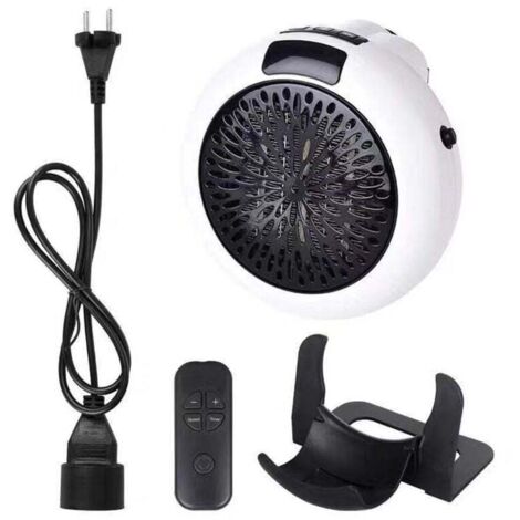 Calefactor eléctrico de pared con enchufe, termostato y temporizador con mando a distancia para salón, dormitorio, oficina, cerámica, 400 W, color blanco