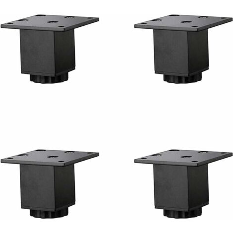 Paquete de patas de muebles de aleación de aluminio de 5 cm de altura ajustable, patas de mesa de café para sofá, patas de mueble de baño para lavabo, 5-40 cm, negro mate, con tornillos (1/4)