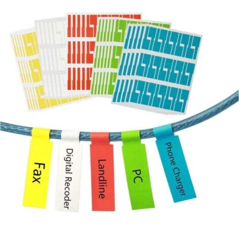 750 etiquetas autoadhesivas para cables, impermeables, resistentes al desgarro, para identificar cables, 5 colores, 5 hojas