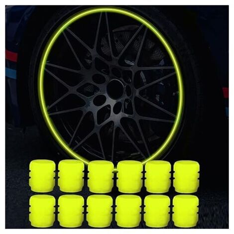 Paquete de 12 tapones fluorescentes para válvulas de neumáticos de coche, universales y luminosos, a prueba de polvo para coches, SUV, motocicletas y camiones.