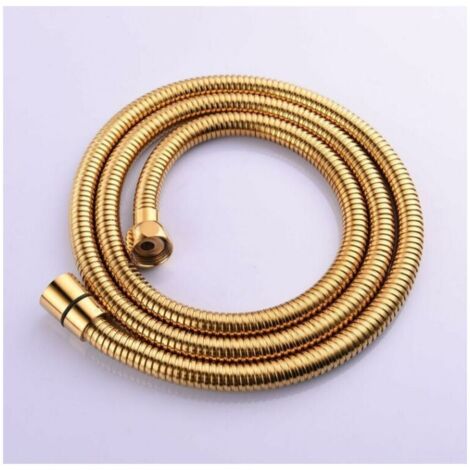 (Oro) Manguera de ducha de acero inoxidable flexible y resistente a las torceduras de 1,5 m (59 pulgadas) con accesorios de latón macizo (1/4)