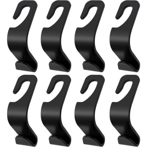 Paquete de 8 ganchos para reposacabezas de coche, ganchos para respaldo de asiento, ganchos de almacenamiento para bolsos, carteras, abrigos y bolsas de la compra (negro) (1/4)