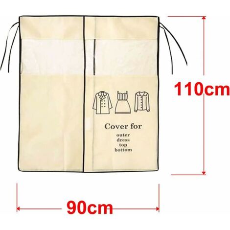 Copriabiti Antipolvere Con Finestra Trasparente – Grigio 150x120cm – In Poliestere E Cotone Per Armadio Aperto