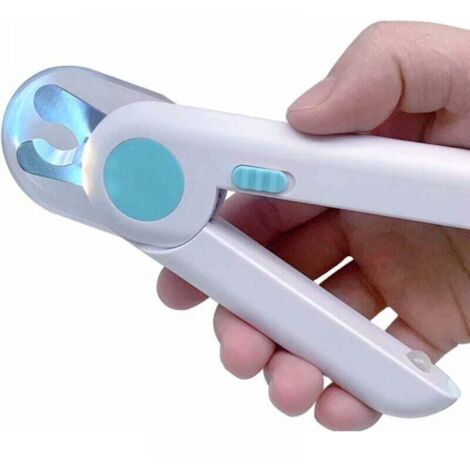 Cortaúñas profesional para perros y gatos (azul), con luces LED y protección contra salpicaduras para mascotas pequeñas y medianas. (1/4)