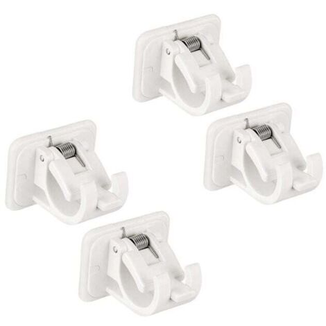 4 Pezzi Supporto per Bastone per Tende Autoadesivo, Supporto per Bastone per Tendaggi Senza Foratura, Staffe per Gancio per Tendaggi, Ganci per Asta Asciugamano-Bianco (1/4)
