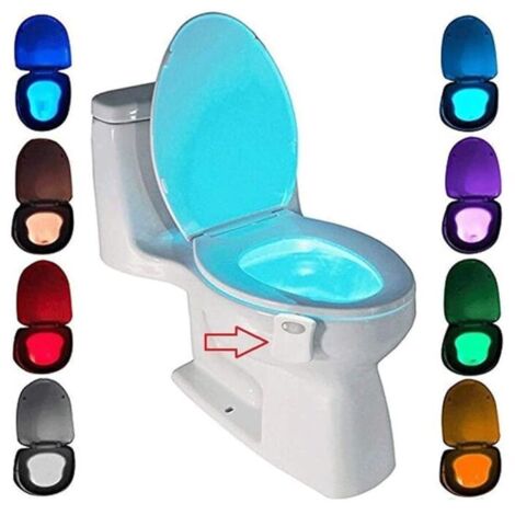 Luz de inodoro, luz nocturna LED para inodoro, calentador de agua, detector de sensor PIR, 8 colores (no se activa en la oscuridad) [Clase energética A]