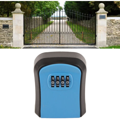 Caja de seguridad con llave combinada, impermeable, para montar en la pared, para interior y exterior, con capacidad para 5 llaves, color azul, SX01 (1/4)