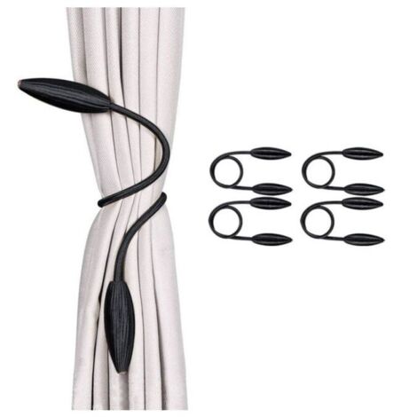 Juego de 4 abrazaderas decorativas para cortinas de estilo europeo (negras), abrazaderas creativas para cortinas de ventana en estilo oficina en casa. (1/4)