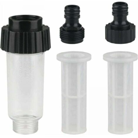 Manguera de agua para limpiador de bomba de jardín con filtro y conexión de agua de 3/4, 2 conexiones, 2 filtros, adecuada para bomba de jardín de limpiador de alta presión (1/4)