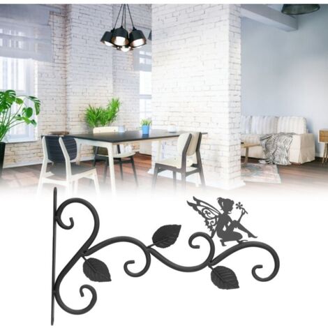 Soporte para plantas de hierro forjado, gancho de pared para macetas, soporte para macetas para sala de estar y balcón. (1/4)