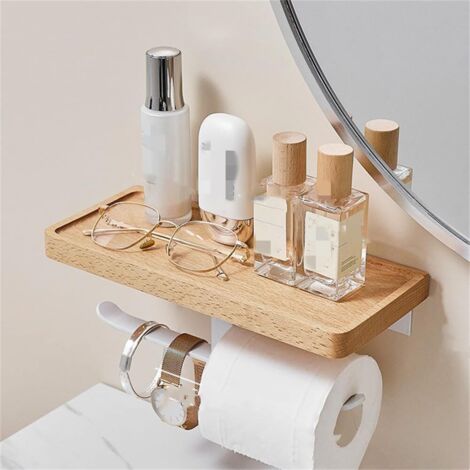 Juego de accesorios de baño blancos: aro para toallas, portarrollos doble y organizador de estantes. Kit de accesorios de baño de pared con ganchos.
