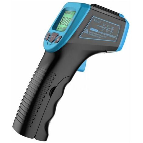 Termómetro infrarrojo azul, medidor de temperatura láser digital sin contacto de -50 °C a 600 °C (-58 °F a 1112 °F) con pantalla LCD