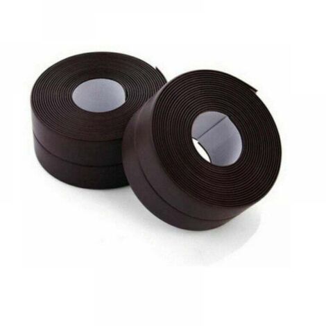 Cinta de sellado, 2 rollos autoadhesiva impermeable, cinta adhesiva de PVC para sellar paredes, duchas, inodoros, cocinas y baños (marrón) (1/4)