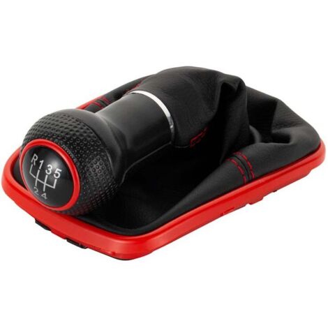 Pomo de cambio A253-4, fuelle de 12 mm, compatible con VW Golf 4 IV de 5 velocidades con cuadro, repuesto Plug & Play para 1J071113, color negro y rojo (1/4)