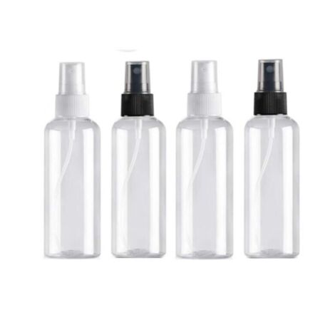 4 botellas de spray de 100 ml, botellas de viaje de plástico reutilizables vacías, atomizador de bolsillo transparente, botellas de spray, botellas de spray para cosméticos (1/4)