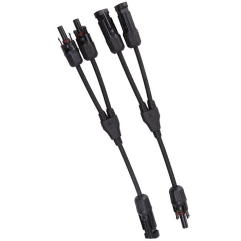 Conectores solares en Y negros, paquete de 2, divisor solar fotovoltaico de 1 a 2, cable adaptador paralelo, conector de cable, 1000 V CC