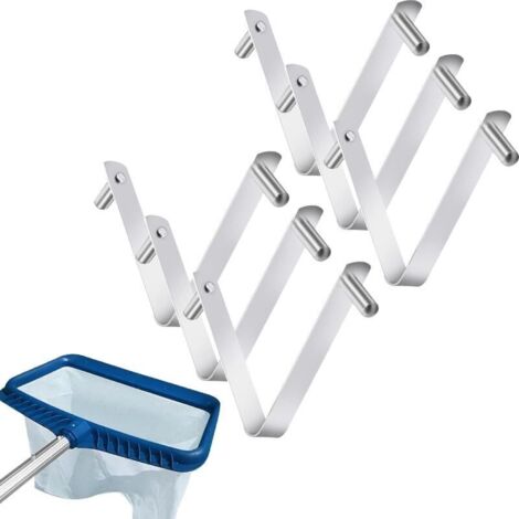 Clips en V universales para postes de piscina, clips para cepillos de piscina, clips para postes de piscina, ganchos para postes, clips de acero inoxidable, botón de resorte de doble punta, accesorios (1/4)