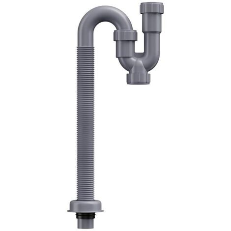 Sifón en forma de U - Sifón para lavabo, juego de desagüe para lavabo de baño, con tubo de desagüe flexible y extensible, apto para sifones de lavabo con un diámetro interior de 32 mm (1/4)