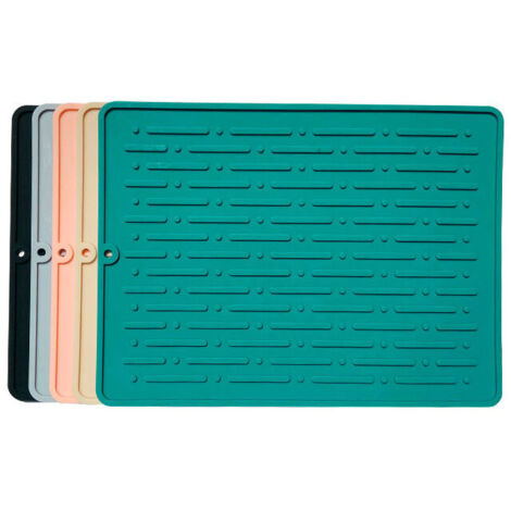 Tappetino in silicone per asciugare le posate, resistente al calore, copri posate, tappetino per lavello, lavello da cucina, accessori per la tavola, 1 pezzo (grande, grigio) (1/4)