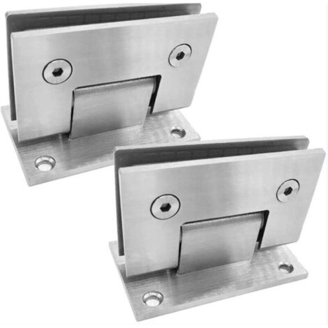 Bisagra de puerta de vidrio sin marco de acero inoxidable 304, bisagra de ducha con clip de vidrio de baño de 90 grados, 2 piezas (1/4)