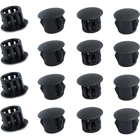 Tapones de plástico redondos (negros, 8 mm), 20 piezas, tapas para agujeros de muebles, tapas de plástico para agujeros, tapones para taladros de cerraduras de agujeros de muebles